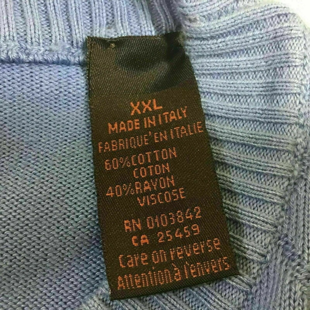 Tuscano Sweater Italian Lightweight Knit XXL Pull Over Blue Argyle Front - Picture 4 of 5